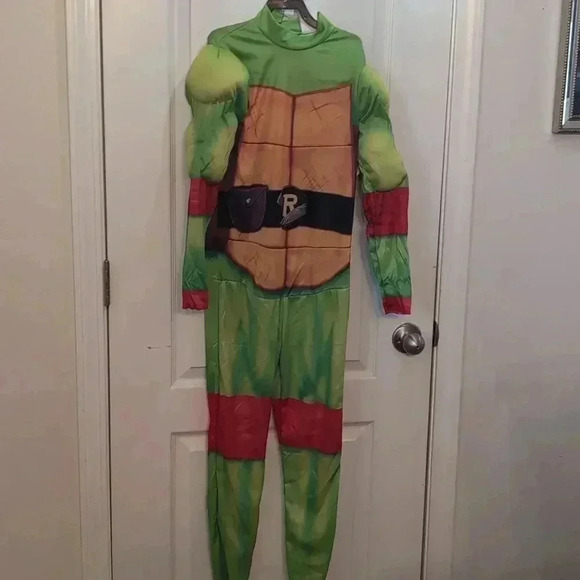 Boys TMNT Raph Raphael Muscle Jumpsuit Costume large (10-12) - Picture 2 of 5